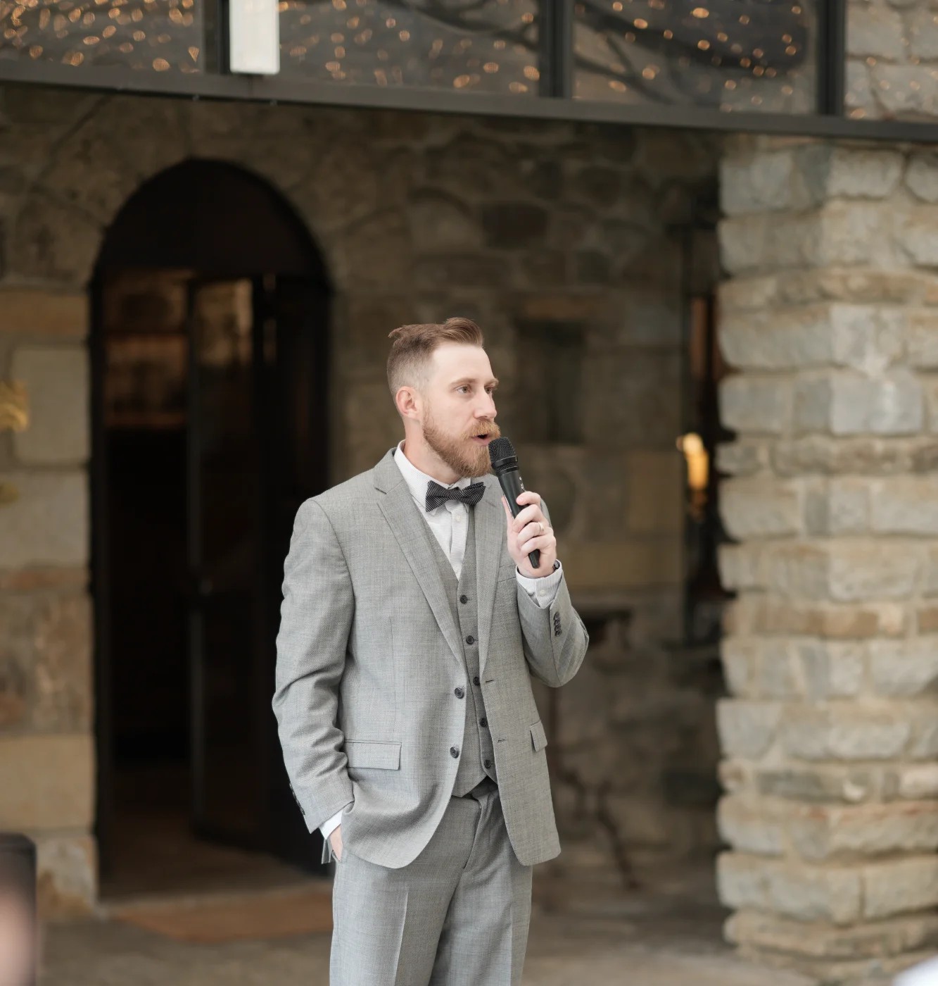 Chris Martin officiating a wedding